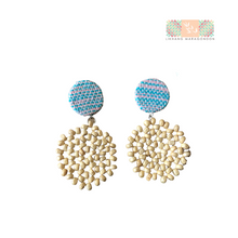 Load image into Gallery viewer, Wood Beads Earrings with Upcycled Habing Maragondon